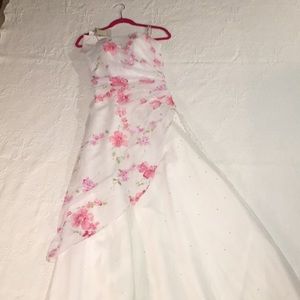 Beautiful, beaded, floral overlay dress.